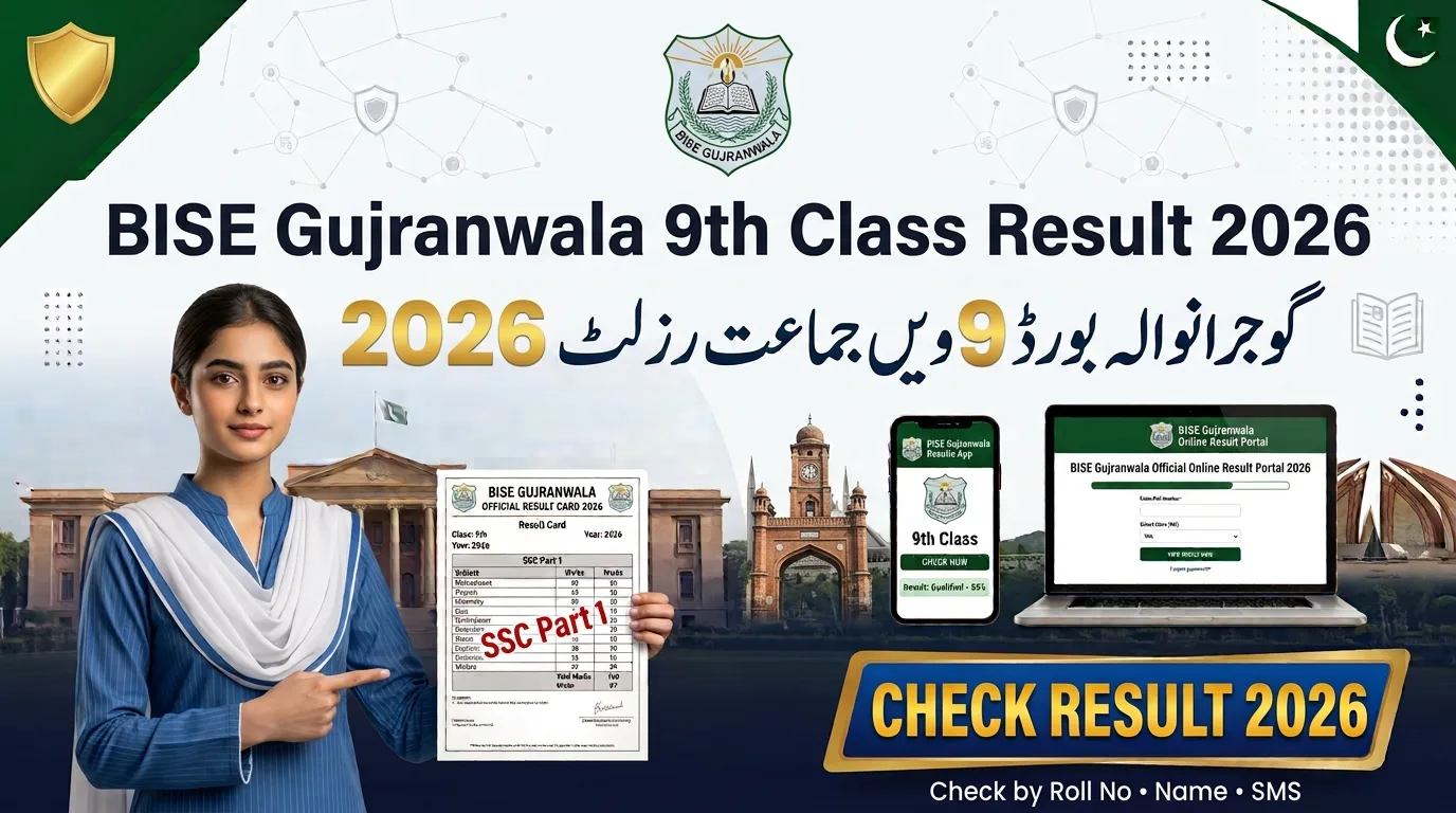 BISE Gujranwala 9th Class Result 2026 By Name, Roll Number