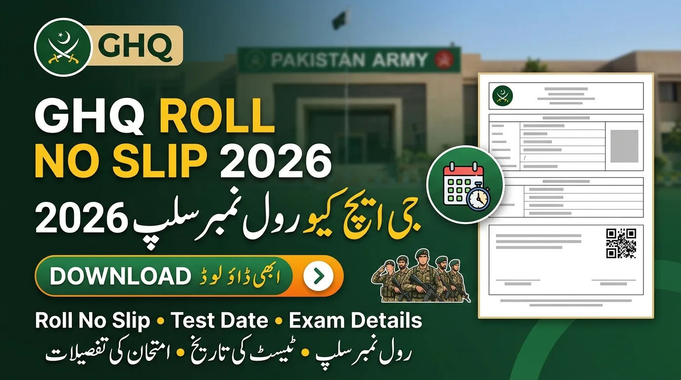 GHQ Roll No Slip 2026 @amdte-rect.gov.pk